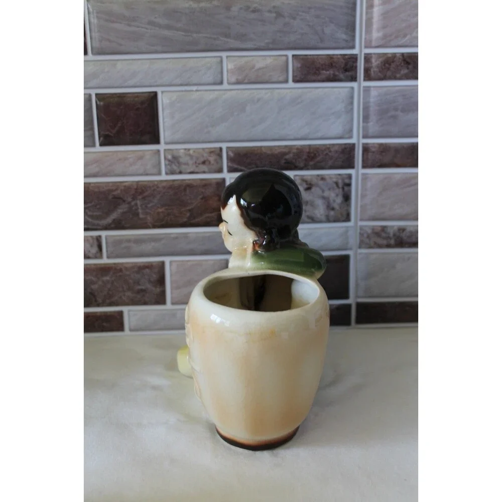 Vintage Royal Copley Art Pottery Asian Girl Planter Chinese Oriental Vase 1950's